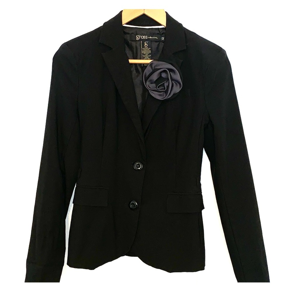 Black blazer with flower
